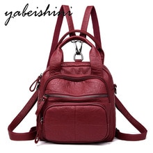 Women'sbackpack high quality leather zipper backpack female student shoulder bag mochila multifunctional portable travelbackpac