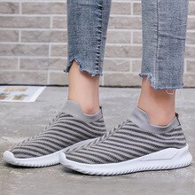 Women shoes Sock sneaker Slip on Air mesh Breathable Fashionable womens sneaker Sturdy sole Female sports shoes