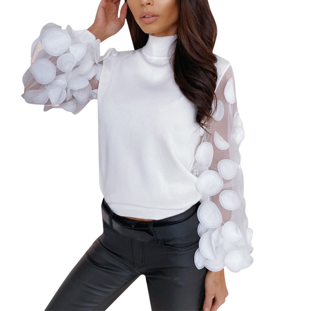 Womens Tops and Blouses Women's Organza Stitching Sleeve Space Layer Strap Top Women Clothes Ladies Tops ??????? ???????