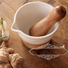 Wood Salt And Pepper Grinder Mashed grinding Ceramic Pesto Jar Garlic Press Crushed Cans Medicine Mortar Pestle Grinder JJ414