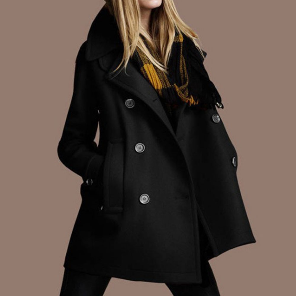 Wool Blend Women 2019 Autumn Thick Warm Wide Lapel Pocket Oversize Long Trench Coat Winter Elegant Overcoat Plus Size Outwear