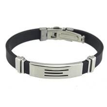 Silicone Bracelets,Vintage Jewelry, Stainless Steel, with Silicone, black, 10mm, Sold Per Approx 8.5 Inch Strand
