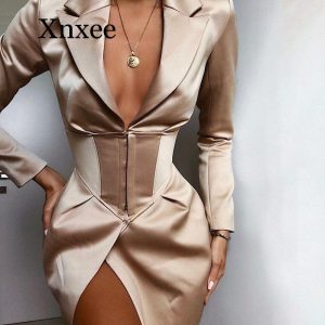 blouse Shirt dress Formal Autumn Party Dress Women Sexy Bodycon Nightclub Sexy Dress Elegant Mini Club Dress Clothes Vestido