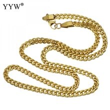 gold color Stainless Steel Chain Necklace 4mm curb chain for man choker Gothic punk Chain gold suspension jewelry making