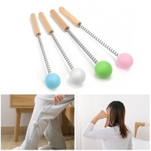 golf Meridian shot neck beat health care massage hammer silicone fitness elastic spring meridian wood handle massage 4 color