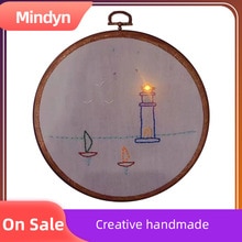 handmade electronic embroidery material package cute glowing lighthouse pattern DIY gift home store multi-occupation decoration