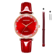 women colorful new Korean fashion women's watch contracted atmosphere students quartz watch diamond glass mirror bright gift