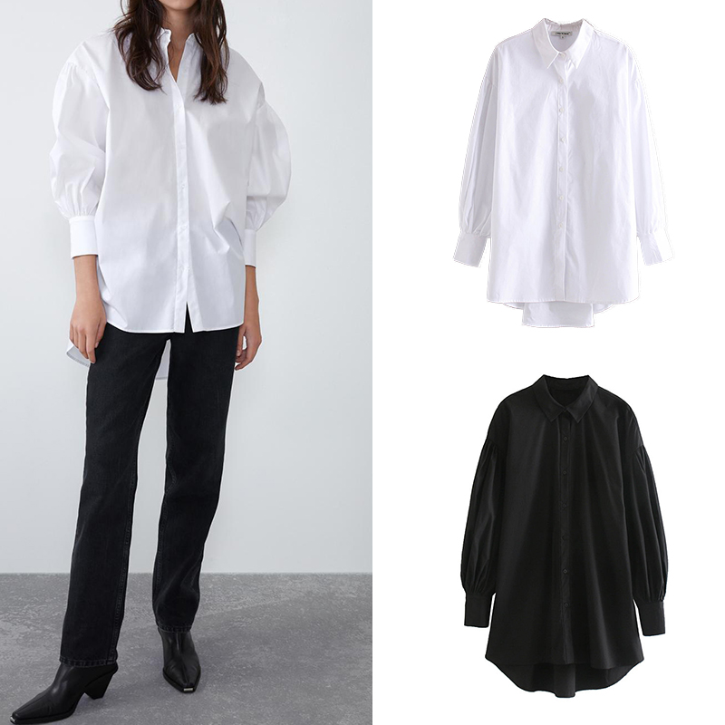 za 2019  womens tops and blouses loose casual turn down collar  long sleeve shirt women chic tops mujer
