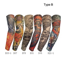 12 pieces/lot High Quality Fake Temporary Tattoo Arm Sleeves Kit Nylon Unisex Arm Protectors Slip On Sunscreen UV Arm Warmers