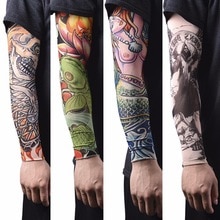 1Pc Nylon Tatoo Arm Stockings Arm Warmer Cover Elastic Fake Temporary Tattoo Sleeves For Men Women New Arrival