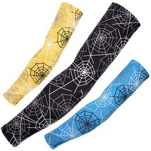 1Pcs Spider Web Printed Ice Silk Sun Protection Sleeves Outdoor Riding Tattoo Sports Sleeves Arm Covers Arm Warmers Funny