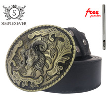 3D Bull Solid Brass Belt Buckle Western Metal Cowboy Belt Buckle with Leather Belt for Men Jeans Belt Buckle