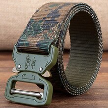 Army Men's Belt Metal Automatic Buckle Army Tactical Belt Knitted Canvas Camouflage Outdoor Training Mens Belts Combat Waistband