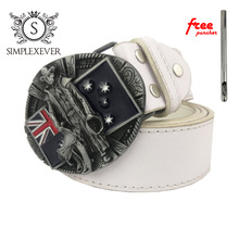 Australia Mens Belt Buckles In Silver Plating Metal Belt Buckle Head with Leather Belt As Birthday Gifts