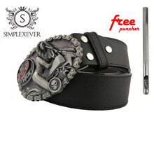 Belts with Ellipse Cowboy Cowgirl Metal Buckle Mens Silver Belt Buckle with PU Belt As Christmas Gift