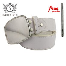 Belts with Solid Silver Belt Buckle DIY Men's Belt Buckles Suit for 3.8-4cm Width Belt Jeans Accessories