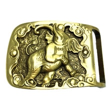 Big Elephant Pure Copper Belt Buckle Vintage Antique  Western Cowboy