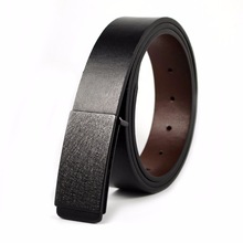 Black Cool Men's Genuine Leather Belt Luxury Brand Korean Fashion Automatic Office Black Buckle Male Belt Bussiness Waistband