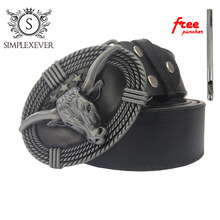Bull Belt Buckle Thick Leather Belt Men Jeans Ceinture Homme Riem Men Metal Belt Buckle In Silver Plating