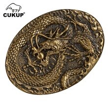 CUKUP Brand Belt Buckle DIY 3D Solid Brass Belts Buckles Chinese Style Dragon Playing Ball Pattern New Designers BRK050