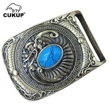 CUKUP New Arrival Dragon Real Jade Decorative Brass Buckle Metal 3.7-3.9cm Wide Belt Western Cowboy Buckles Only for Men BRK021