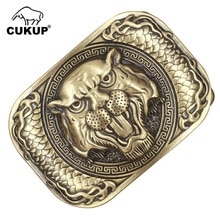 CUKUP New Brand Name Unique Design Animal Pattern Solid Brass Buckle Metal for 3.7-3.9cm Wide Belt Paties Buckles for Men BRK001