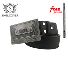 Cassette Tape Music Belt Buckles for Men Women Fashion Music Buckles Metal with PU Belt