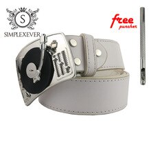 Classic AirVinyl Player Metal Music Belt Buckle In Silver Plating, Men's Belt Buckle with Belt