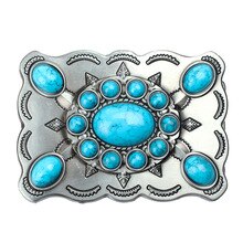 Classic Men Synthetic Turquoise Blue Stone Western Boho Belt Buckle 9x7.5cm