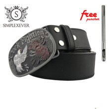 Cool 3D COCK Silver Men's Belt Buckles with Metal Cowboy Belt Buckle Head Jewelry Accessories