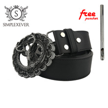 Cool 3D Deer Solid Silver Men Belt Buckle with Deer Design Metal Cowboy Belt Buckle Head with Pu Belt Drop Shipping