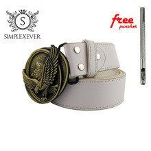 Cool 3D Oval Brass Eagle Belt Buckle with Metal Cowboy Leather Belt Accessories Fit 4cm Width Belt