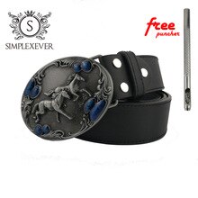 Cool 3D Running Horse Belt Buckle for Men Metal Belt Buckle Fit 4cm Wide Belt Fashion Men Women Jeans Accessories