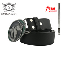 Cowboy Belt Buckle Metal Western Country Men Oval Horse Riding Buckles Oval Mens' Belt Buckle Cool Metal Belt Buckle