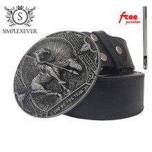 Cowboy Belt Buckle with Leather Belt Western Cowboy Rodeo Belt Buckles for Men and Women Gift for Man Boy Friend Father