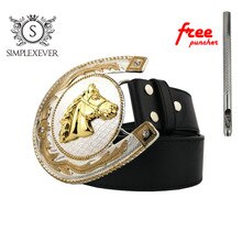 Cowboy Good Plating Metal Golden Horses Belt Buckle Mens Animal Jeans Accessories Belt Buckles for Men Suit 4cm Width Belt