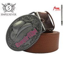 Cowgirl Up Oval Belt Buckle for Men Silver Cowboy Metal Belt Buckle with Belt Jeans Accessories Drop Shipping