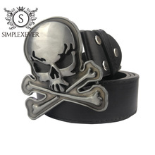 Cross Skull Belt Buckle for Men Jeans Accessories Silver Metal Belt Buckle for 4cm Wide Belt Drop Shipping