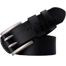 Double Pin Buckle Men's Genuine Leather Buckle Belt Full Leather Belt Men's Casual Mens Belts Luxury Brand Fashion Jeans Belt