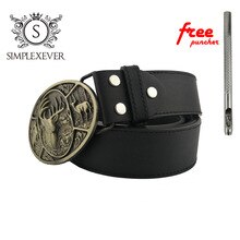 Drop Shipping Brass Deer Belt Buckle New Oval Animal Belt Buckle with Leather Belt for Men Continous Stock