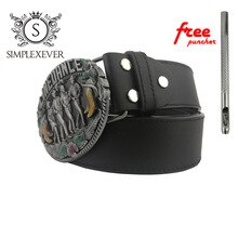 Drop Shipping Fashion Metal Cowboy Belt Buckle Music Men's Belt Buckle with Leather Belt