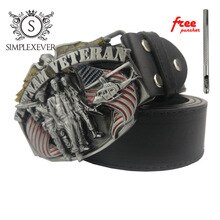 Drop Shipping Men's Belt Buckle In Silver Plated USA Metal Belt Buckle with Leather Belt As Jeans Accessories