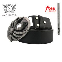 Dropshipping PU Belt with Spider Bottle Open Belt Buckle Head Men's Belt Buckles Suitable for 4cm Width Belt