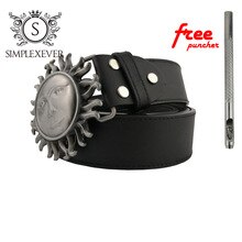 Dropshipping Solid Silver Belt Buckle Sun Flower Metal Belt Buckle for Men with Leather Belt As New Year Gifts