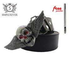Eagle West Cowboy Jeans Gift Belt Buckle with Silver Finish Men's Skull Belt Buckle for 4cm Width Snap on Belt Skull Belt Buckle