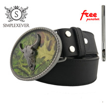 Ellipse Ox-head Men's Belt Buckles Silver Oval Metal Belt Buckle Suir for 4cm Width Belt Dropshipping Buckles