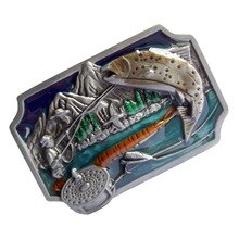 Enamel Flying Fishing Belt Buckle Metal Western Cowboy Jeans Accessories for Boys Men