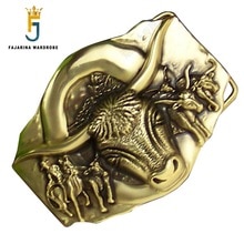 FAJARINA Men's Design 3D Cattle Head Pattern Slide Cowboy Buckles Solid Brass Belt Buckle Only for 3.6-3.9cm Wide Belts BCK029