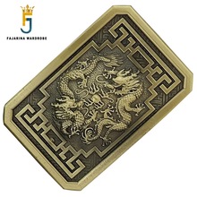 FAJARINA New Unique Design Solid Brass Buckle Only for 3.6-3.9cm Width Cowboy Double Dragon Belt Buckles Men Freeshipping BCK037