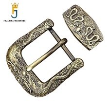 FAJARINA Pure Copper Waist Pin Belt Buckle Two Piece Chinese Wind Dragon Pearl Needle Styles Button Ring Set Fittings BCK042